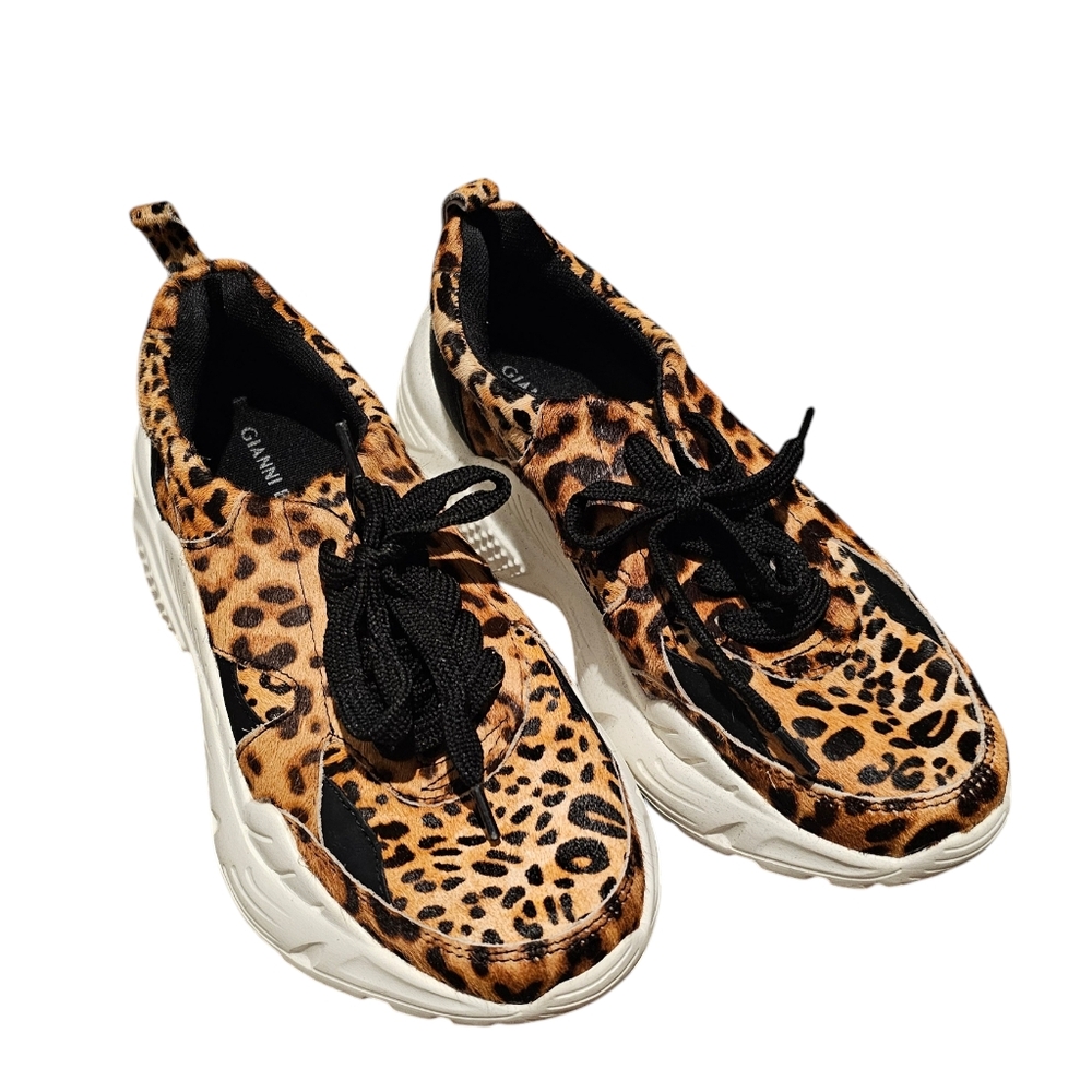Gianni Bini Calf hair Leopard Sneakers